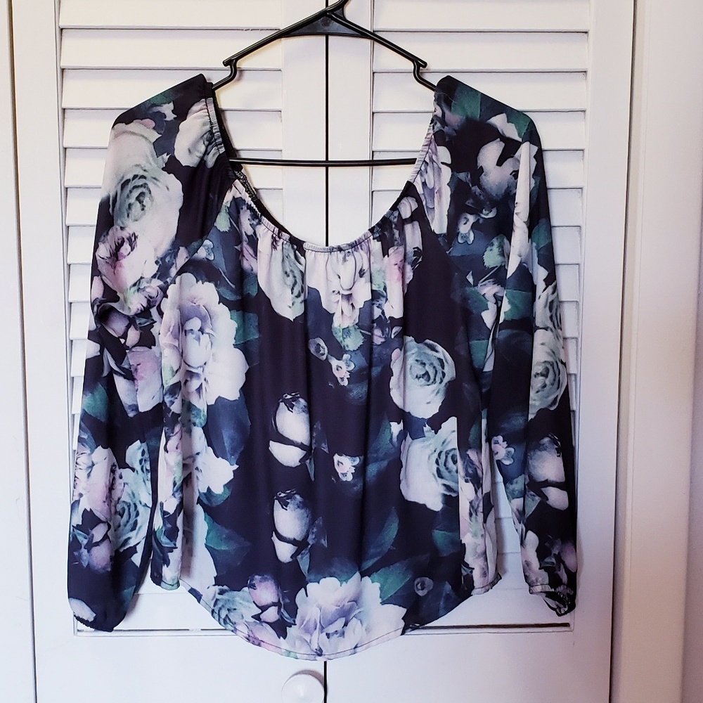 Black floral off the shoulders, crop top